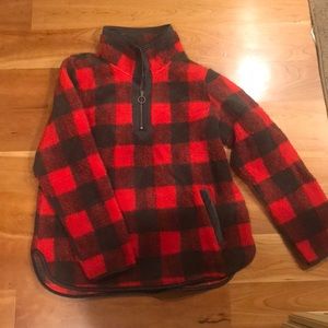 A&F buffalo plaid Sherpa